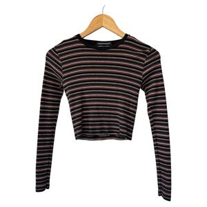 Brandy Melville size 4 made in Italy Striped Long Sleeve Top